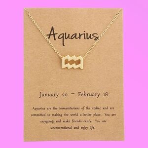 Aquarius Gold Toned Zodiac Necklace